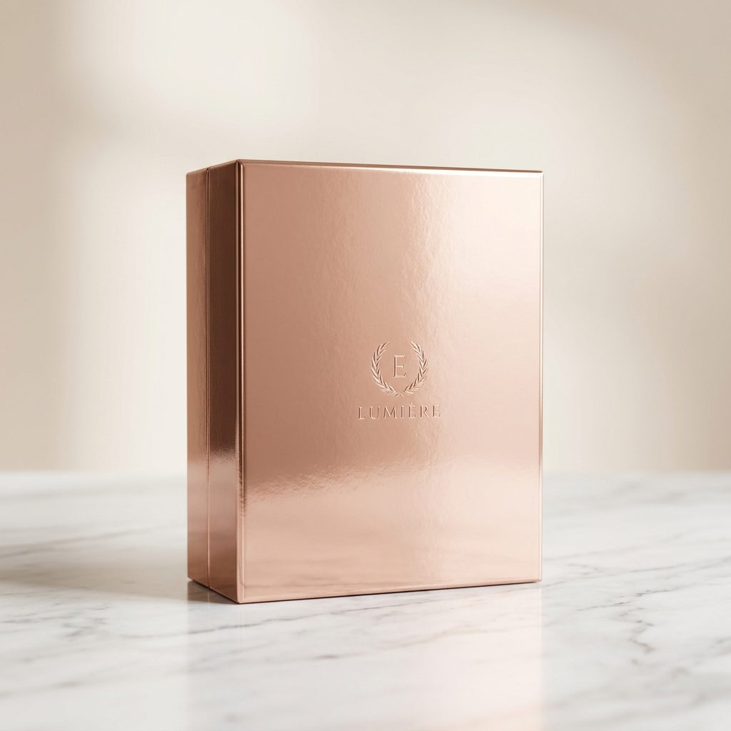 Rose gold metalize varak kaplama yansımalı lüks ambalaj kutusu